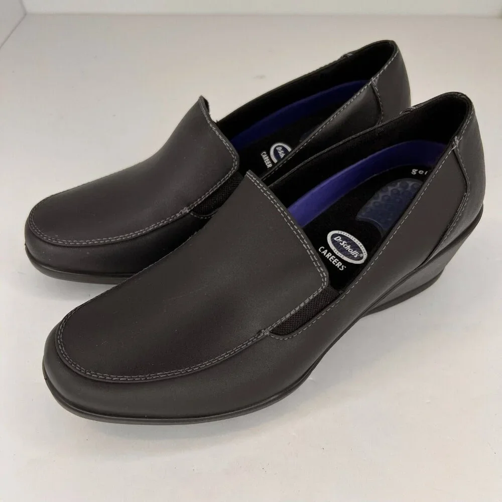 Dr. Scholls Womens 36120076 Black Gel Cushion Leather Size 7 Slip-On Shoes